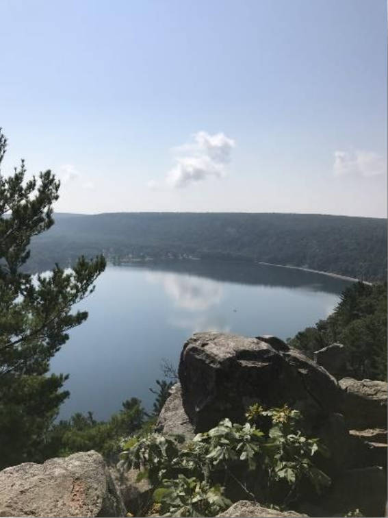 View of the lake at Devils Lake State Park in Baraboo, WI