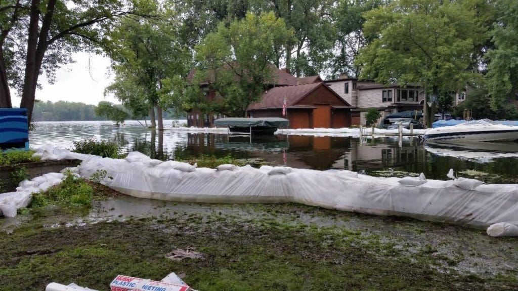 Sandbags placed to alleviate flooding in Monona, WI