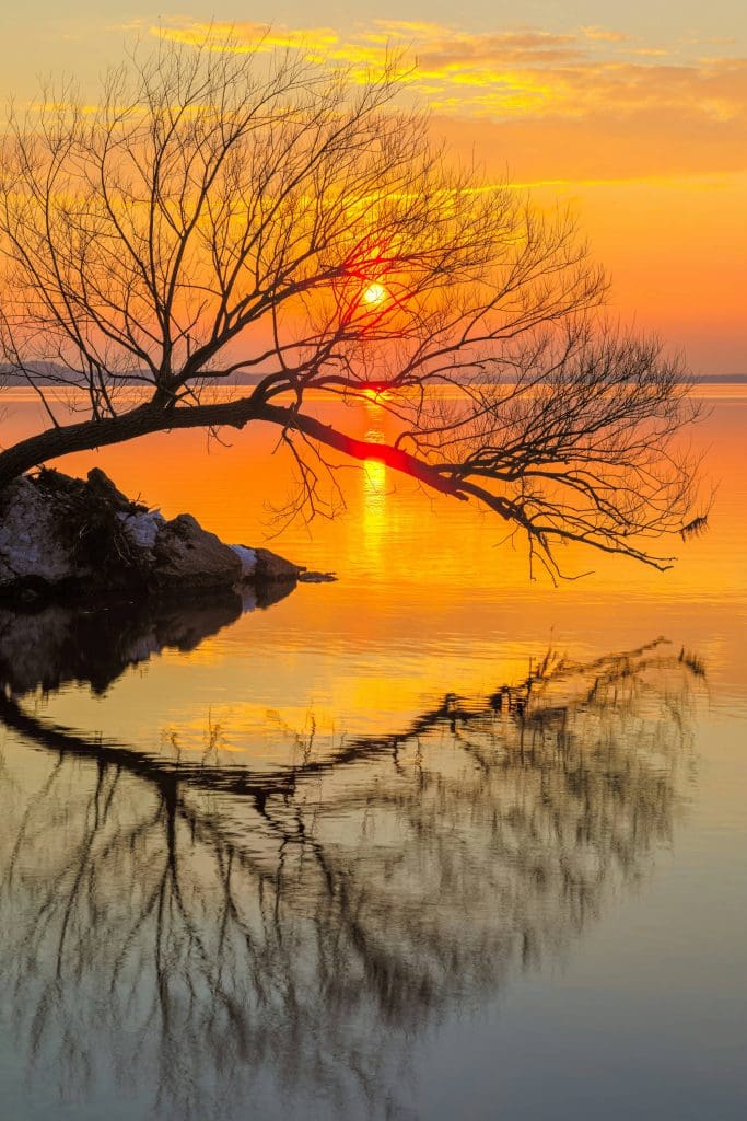 Sunset over lake Mendota in Madison WI